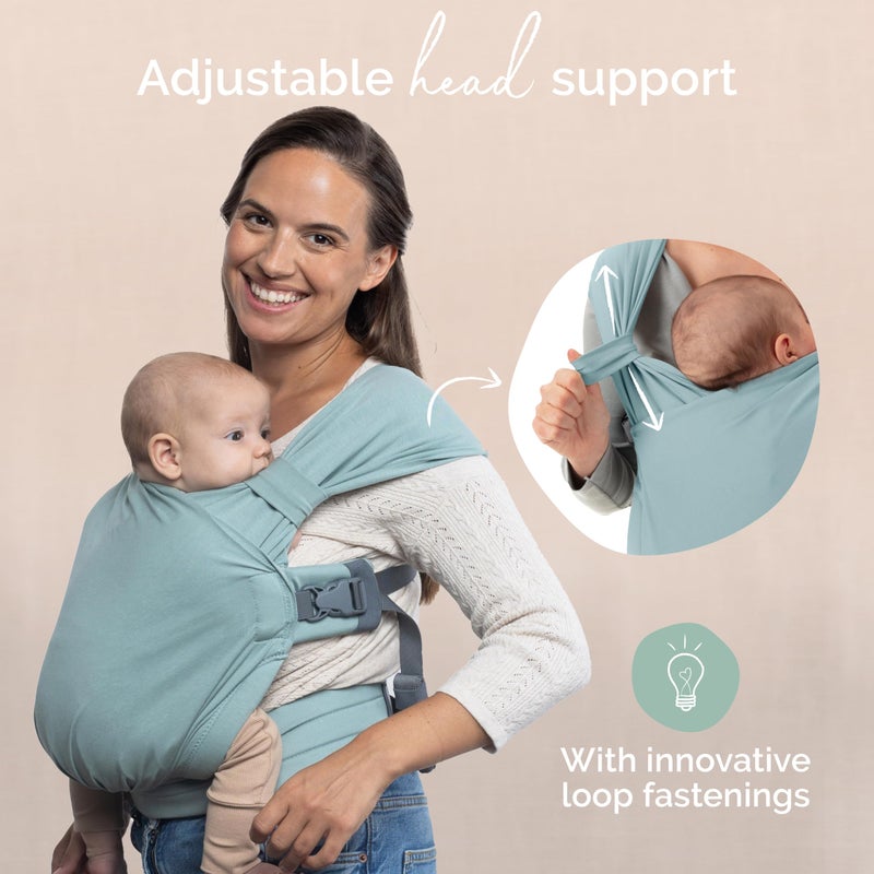 Boba Bliss Pre-Wrapped Baby Carrier with Buckle - Newborn to 7-35 lbs Light, Breathable & Easy to Adjust Hybrid Infant Sling & Toddler Carrier - Certified Hip-Healthy for 0-18 Months - Sea Mist - Image 4